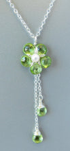 Wire Wrapped Peridot Gemstone Flower Necklace-Sterling Silver