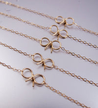 Bow Bracelets-Bridesmaid Gift Set of 5,6,7,8,9,10,11,12-14K Gold-Rose Gold Filled