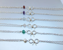 Personalized Birthstone Bow Bracelet-Sterling Silver