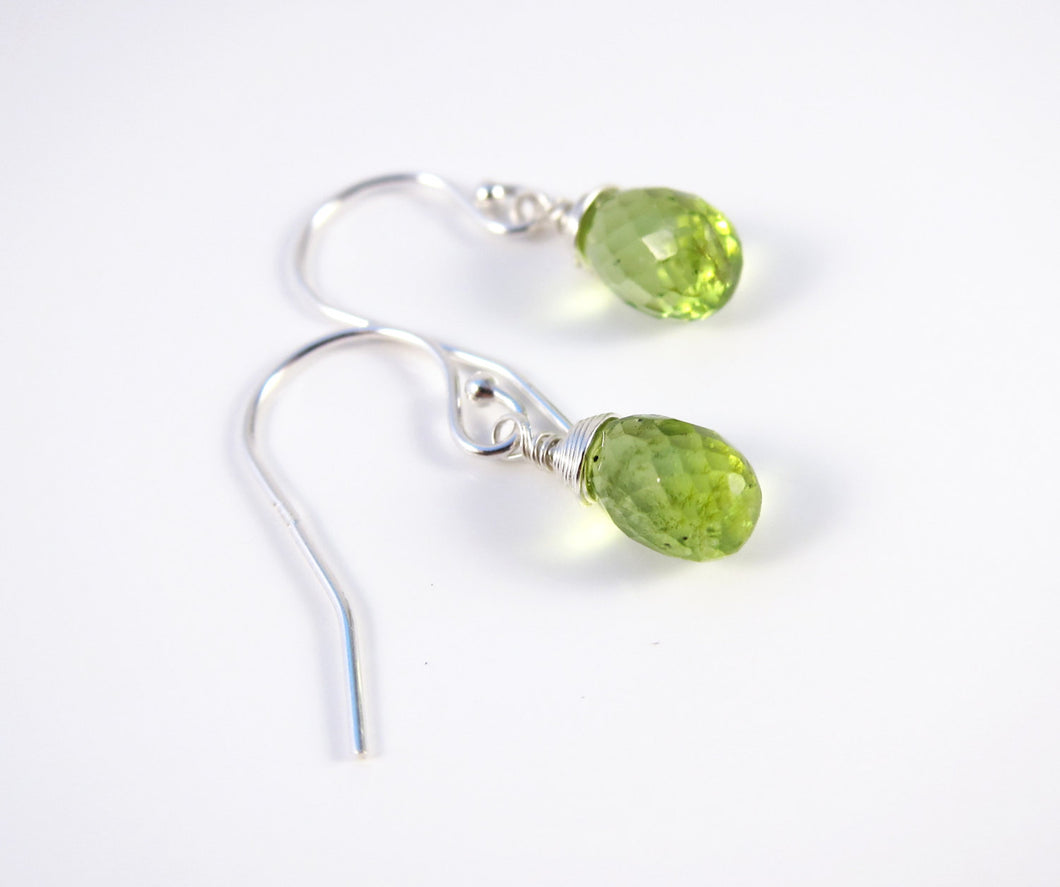 Green Peridot August Birthstone Earrings-Sterling Silver