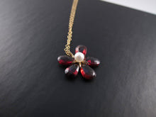 Red Garnet Flower Necklace-14K Gold-Rose Gold Filled