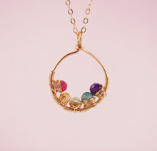 Gold Mother's Necklace with Birthstones-14K Gold-Rose Gold Filled