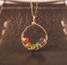 Gold Mother's Necklace with Birthstones-14K Gold-Rose Gold Filled