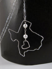 State Necklace with birthstones-Sterling Silver-14K Gold-Rose Gold Filled