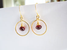 Wire Wrapped Red Garnet Earrings-14K Gold Filled