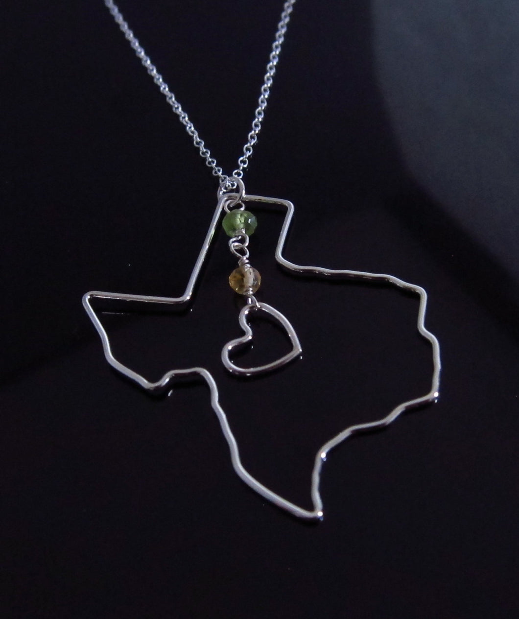 Texas State Necklace with Birthstones-Sterling Silver-14K Gold-Rose Gold Filled
