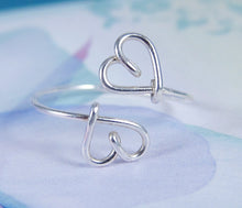 Wire Double Heart Ring-Sterling Silver-14K Gold-Rose Gold Filled