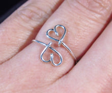 Wire Double Heart Ring-Sterling Silver-14K Gold-Rose Gold Filled