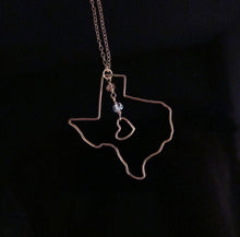 Texas State Necklace with Birthstones-Sterling Silver-14K Gold-Rose Gold Filled